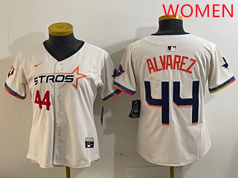 Women Houston Astros #44 Alvarez Cream Fourth generation Joint Name Nike 2025 MLB Jersey style 2->women mlb jersey->Women Jersey